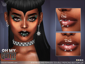 Sims 4 — Oh My Goth - Double Piercing Bottom Lip by feyona — Double Piercing Bottom Lip comes in 4 colors of metal: