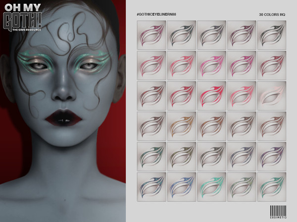 Sims 4 — Oh My Goth | Gothic Eyeliner | N88 by cosimetic — - Female - 30 Swatches. - Custom thumbnail. - You can find it