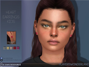 Sims 4 — Heart Earrings Kids by PlayersWonderland — Kids version of my Valentines Day Heart earrings. 5 swatches