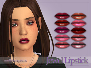 Sims 4 — Jewel Lipstick by SunflowerPetalsCC — A simple lipstick with a shiny look in 10 shades.