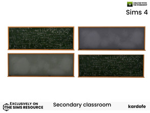 Sims 4 — kardofe_Secondary classroom_Blackboard by kardofe — Wall-mounted blackboard, in four different versions