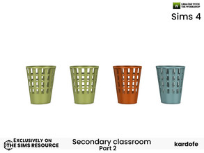 Sims 4 — kardofe_Secondary classroom_Paper basket by kardofe — Decorative paper basket, in four colour options