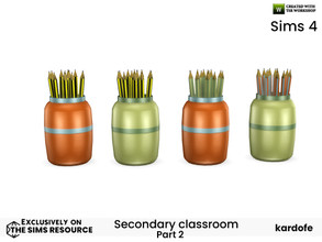 Sims 4 — kardofe_Secondary classroom_Pencils by kardofe — Jar with lots of pencils, in four colour options