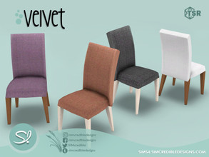 Sims 4 — Velvet Chair by SIMcredible! — by SIMcredibledesigns.com available at TSR 4 colors variations
