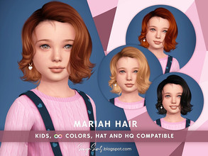 Sims 4 — [PATREON] Mariah Hair KIDS by SonyaSimsCC — - Short wavy hair with curls for your sims! - All LODs (essential