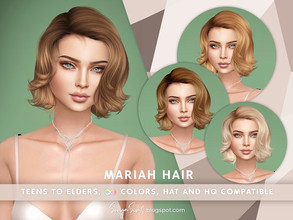 Sims 4 — [PATREON] Mariah Hair  by SonyaSimsCC — - Short wavy hair with curls for your sims! - All LODs (essential for