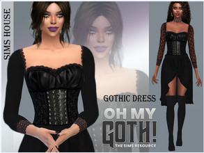 Sims 4 — GOTHIC DRESS by Sims_House — GOTHIC DRESS 2 options. With plain and lace sleeves.