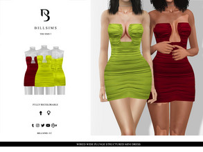 Sims 3 — Wired Wide Plunge Structured Mini Dress by Bill_Sims — This dress features a wired wide plunge to the front and