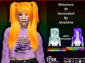 Sims 4 — Retexture of Generated hair by JavaSims by PinkyCustomWorld — Alternative styled long alpha hairstyle with