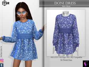 Sims 4 — Doni Dress by KaTPurpura — Short dress with straight skirt with elastic waist and long sleeves