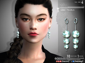 Sims 4 — Three Pearls Earrings by Mazero5 — A Three tier pearl earrings 10 Swatches to choose from All Lods