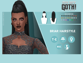 Sims 4 — Oh My Goth - Briar Hairstyle by simcelebrity00 — Hello Simmers! This shaved sided, high pony, and hat compatible