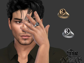Sims 4 — Yin Yang mens signet ring  by Natalis — Yin Yang mens signet ring (left). 4 metal color options. Male