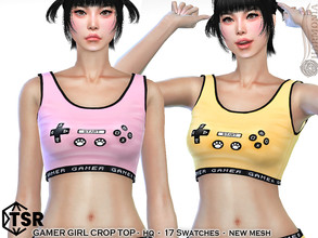 Sims 4 — Gamer Girl Crop Top by Harmonia — New Mesh All Lods 17 Swatches HQ Please do not use my textures. Please do not