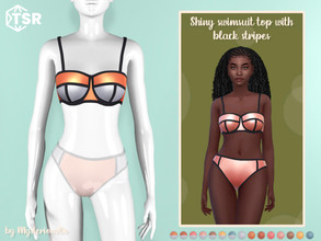 Sims 4 — Shiny swimsuit top with black stripes by MysteriousOo — Shiny swimsuit top with black stripes in 15 colors