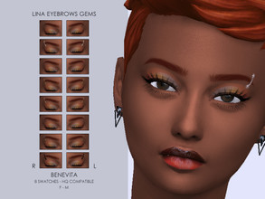Sims 4 — Lina Eyebrows Gems [HQ] by Benevita — Lina Eyebrows Gems HQ Mod Compatible 8 Swatches Female-Male Right-Left I