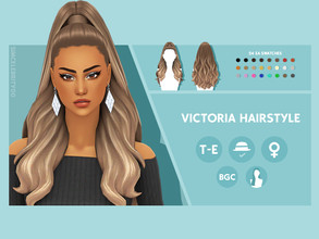 Sims 4 — Victoria Hairstyle by simcelebrity00 — Hello Simmers! This long length, Ariana Grande inspired, and hat