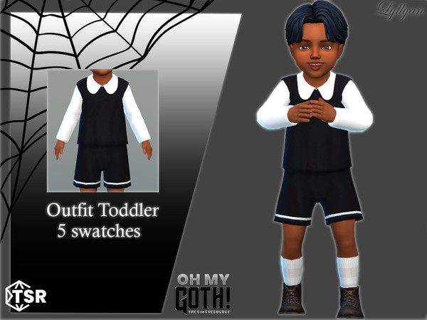 Sims 4 — Oh My Goth outfit toddler by LYLLYAN — Outfit toddler in 5 swatches for girls and boys.