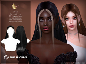 Sims 4 — DCat - Hairstyle by AurumMusik — Long straight hairstyle with 2 long bangs in 21 swatches for female and male