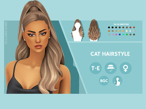 Sims 4 — Cat Hairstyle by simcelebrity00 — Hello Simmers! This long length, Ariana Grande inspired, and hat compatible