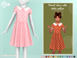 Sims 4 — Floral dress with white collar by MysteriousOo — Floral dress with white collar for kids in 15 colors