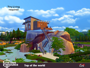 Sims 4 — Top of the World_NO CC by evi — I tiny comfortable house for one person or two built on the top of a rocky area