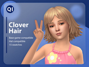 Sims 4 — Clover Hair by qicc — A short hairstyle with bangs. - Maxis Match - Base game compatible - Hat compatible -