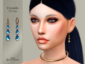 Sims 4 — Crystallo Earrings by Suzue — -New Mesh (Suzue) -5 Swatches -For Female (Teen to Elder) -HQ Compatible
