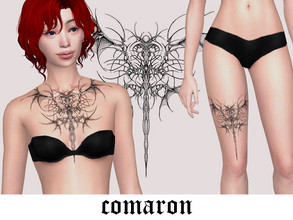 Sims 4 — Rotten angel tattoo by comaron — 7 different placements for male and female found in: tattoos (back)