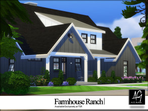 Sims 4 — Farmhouse Ranch by ALGbuilds — Farmhouse Ranch is a 2 bedroom, 2 bath home with 2 car garage. There are 2 story