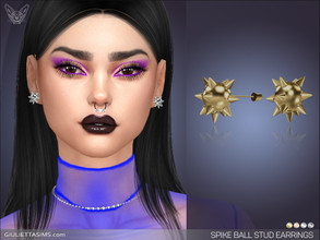 Sims 4 — Spike Ball Stud Earrings by feyona — Spike Ball Stud Earrings come in 4 colors of metal: yellow gold, white