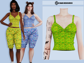 Sims 4 — Lily Pajamas (Top) by couquett — 12 swatches Custom thumbnail Base game compatible this have all map done