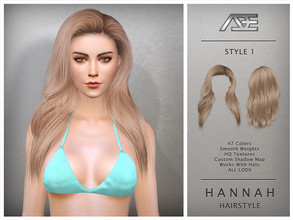 Sims 4 — Hannah - Style 1 (Hairstyle) by Ade_Darma — Hannah - Style 1 New Hair Mesh 47 Colors HQ Textures No Morph Smooth