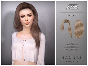 Sims 4 — Hannah - Style 3 (Hairstyle) by Ade_Darma — Hannah - Style 3 New Hair Mesh 47 Colors HQ Textures No Morph Smooth