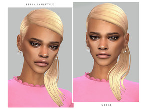 Sims 4 — Perla Hairstyle by -Merci- — New Maxis Match Hairstyle for Sims4. -24 EA Colours. -For female, teen-elder. -Base