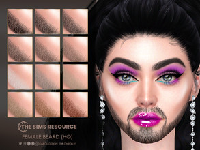 Sims 4 — Female Beard (HQ)  by Caroll912 — A 12-swatch groomed beard with soft stubble in different tones of black,