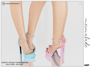 Sims 4 — Platform Strappy Heeled Sandals S27 by mermaladesimtr — New Mesh 35 Swatches All Lods Teen to Elder For Female