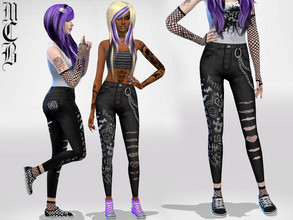 Sims 4 — My Little Emo - Jeans by MaruChanBe2 — Emo styled jeans with holes and scriples <3 Starting a new collection: