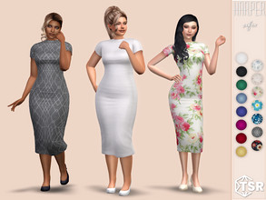 Sims 4 — Harper Dress by Sifix2 — A simple cap sleeve pencil dress. Comes in 15 colors, including floral and geometric