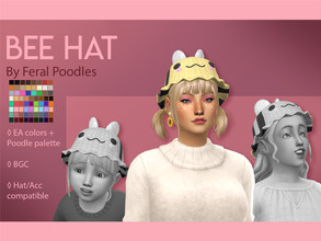 Sims 4 — Bee Hat (Teen-Elder) by feralpoodles — A bee version of my crocheted bucket hat!! This is the version meant for