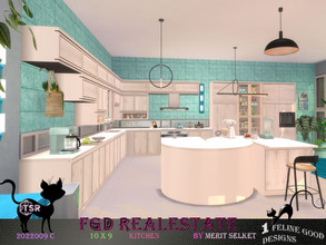 Sims 4 — FGD Room2022009 C by Merit_Selket — Happy, bright Kitchen and diningroom in beige and Turquoise only TSR CC used
