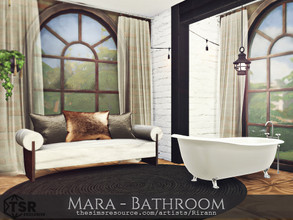 Sims 4 — Mara - Bathroom - TSR CC Only by Rirann — Mara is a cozy bathroom in black, brown, white colors with wood and
