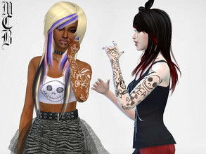 Sims 4 — My Little Emo - Left Arm Tattoo Sleeve by MaruChanBe2 — Remember the teen days when you wished to be tattooed
