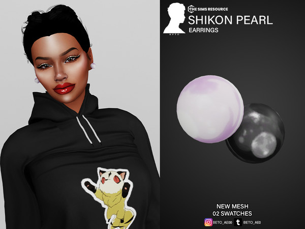 Sims 4 — Shikon Pearl (Earrings) by Beto_ae0 — Shikon pearl earrings, enjoy it and be careful not to break it - 2 Colors