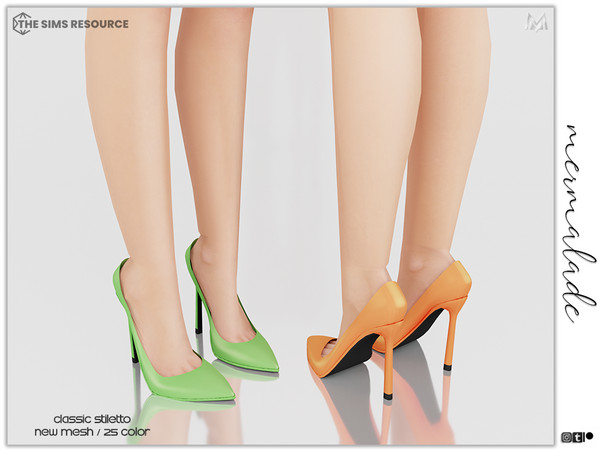 Sims 4 — Classic Stiletto S26 by Mermalade — New Mesh 25 Swatches All Lods Teen to Elder For Female -No Slider Required-