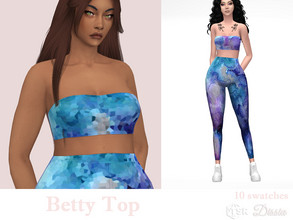 Sims 4 — Betty Top by Dissia — Short bandage tube ink pattern top in normal or cristalizated version ;) Available in 10