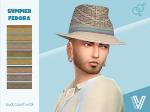 Sims 4 — Summer Fedora by SimmieV — A stylish collection of 8 new fedoras featuring breathable rattan for optimal style