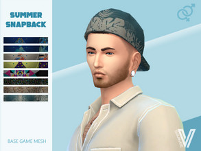 Sims 4 — Summer Snapback Ballcap by SimmieV — Turning your ballcap around won't keep the sun out of your eyes, but we all
