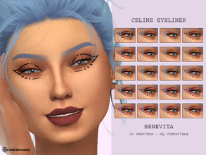 Sims 4 — Celine Eyeliner [HQ] by Benevita — Celine Eyeliner HQ Mod Compatible 20 Swatches I hope you like!