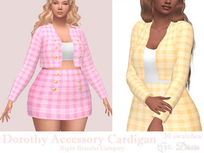 Sims 4 — Dorothy Accessory Cardigan by Dissia — Plaid short long sleeves cardigan with or without gold buttons :)